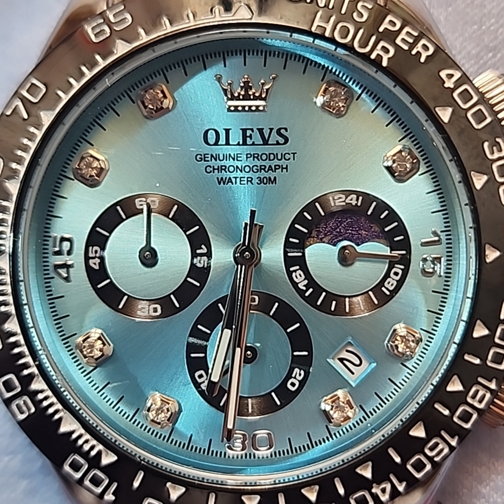 Silver and Blue Men's Chronograph Watch